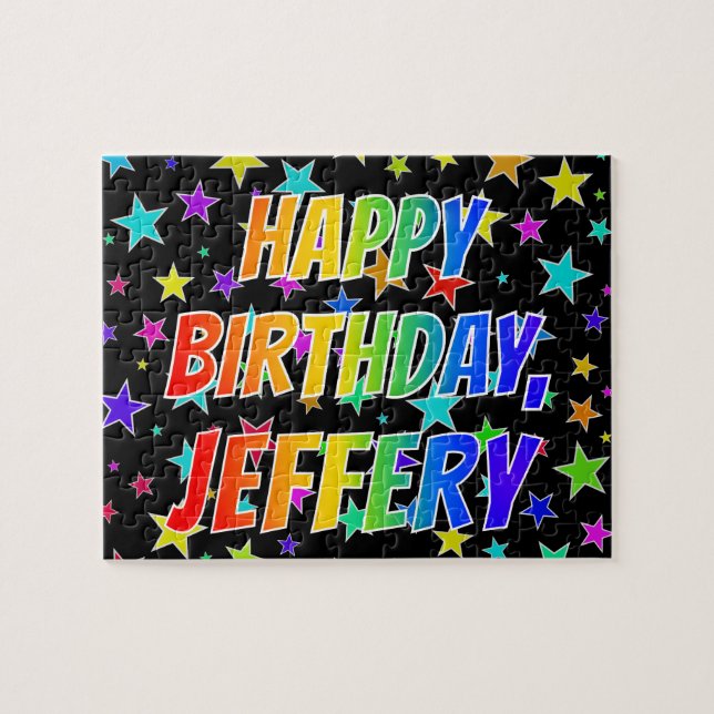 "JEFFERY" Vorname, Spaß "GLÜCKLICHER GEBURTSTAG" (Horizontal)