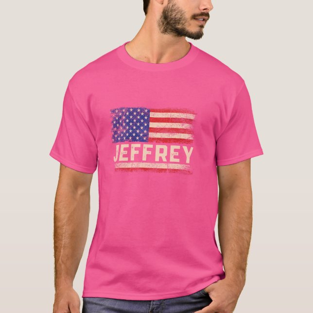 Jeffrey First Name Shirt Jeffrey Name American Fla (Vorderseite)