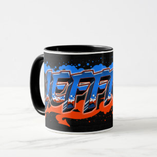 Jeffrey Vorname Name Graffiti blue orange Tasse