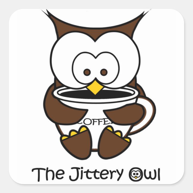 Jeffy The Jittery Owl Quadratischer Aufkleber (Vorderseite)