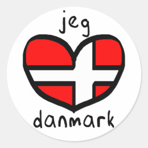 Jeg Elsker Danmark Runder Aufkleber