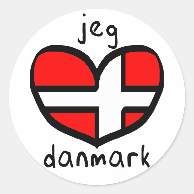 Jeg Elsker Danmark Runder Aufkleber (Vorderseite)