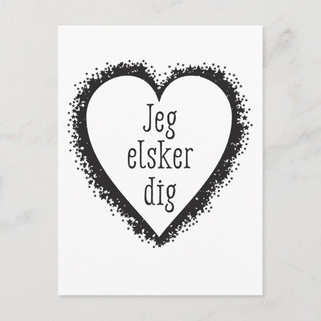 Jeg elsker dig , ich Liebe Sie auf Dänisch Postkarte (Vorderseite)