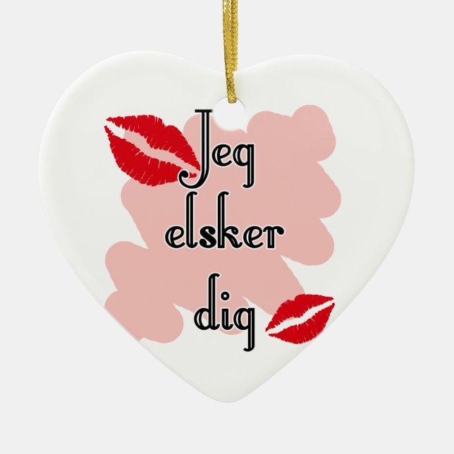 Jeg elsker Grabung - Dänische - i-Liebe Sie Keramik Ornament (Vorne)