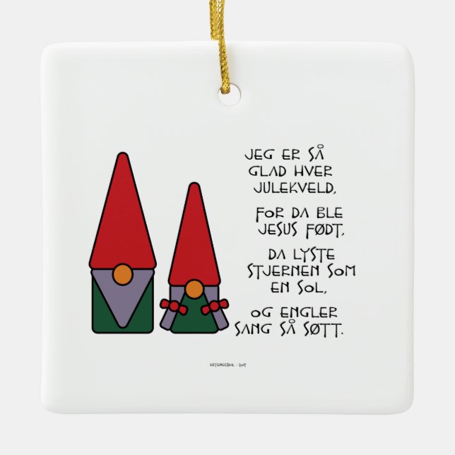 Jeg er så froh hver julekveld keramikornament (Vorderseite)