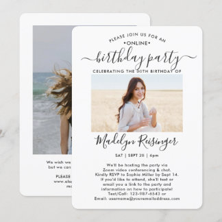 Jegliche 2-Foto-Virtuelle Online-Geburtstagsparty Einladung