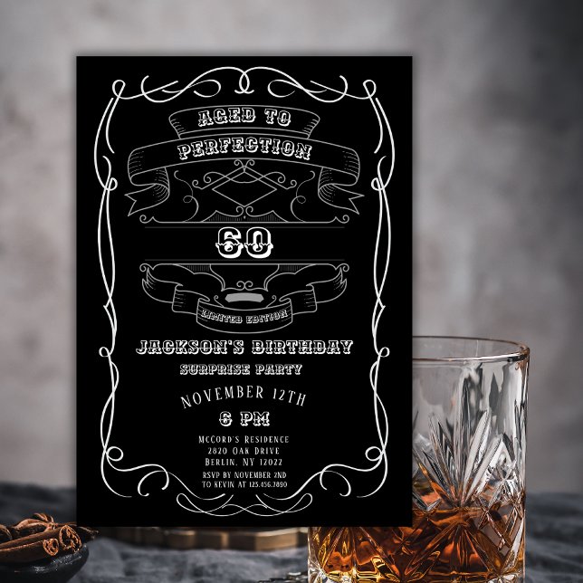 Jegliche ältere Whiskey-Marke 60 Erwachsene Geburt Einladung (Von Creator hochgeladen)