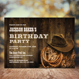 Jegliche Altersrennen Holz Western Geburtstagspart Einladung