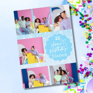 Jegliche Altersschneeblaue 7-Fotocollage Geburtsta