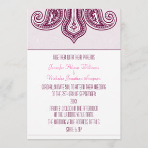 Jegliche Farbe Henna Stil Paisley Muster Hochzeit Einladung