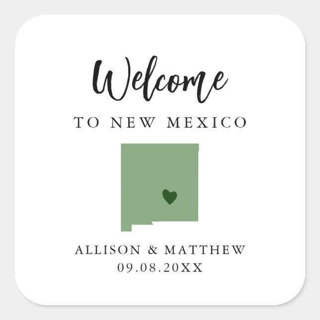 Jegliche Farbe New Mexico Begrüßungstasche oder Bo Quadratischer Aufkleber (Vorderseite)