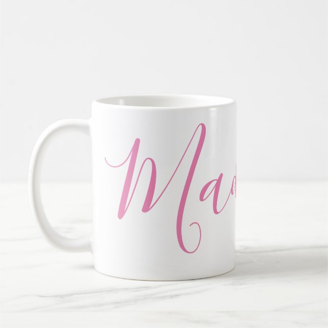 Jegliche Farbe - personalisierter Skriptname Kaffeetasse (Links)