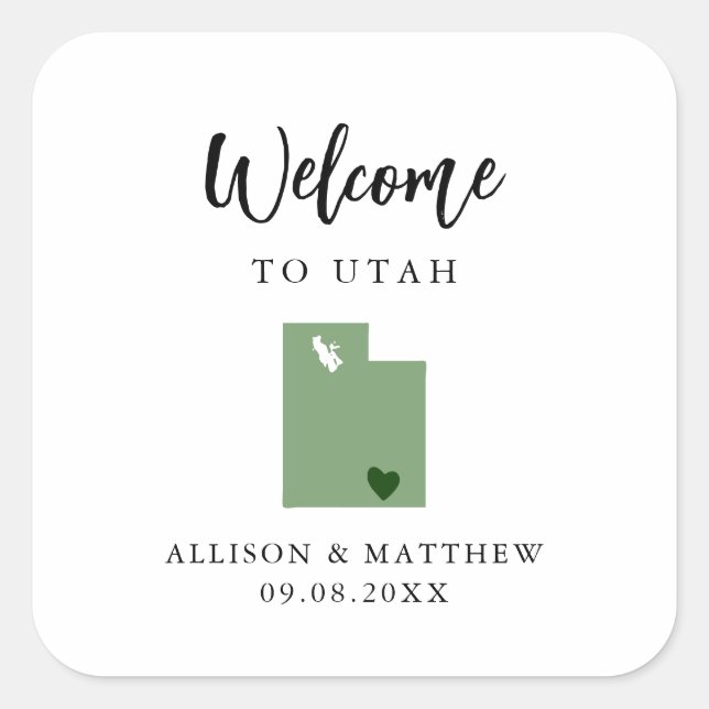 Jegliche Farbe Utah Wedding Welcome Bag Quadratischer Aufkleber (Vorderseite)