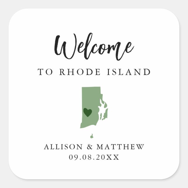 Jegliche farbige Rhode Island-Begrüßungstasche Quadratischer Aufkleber (Vorderseite)