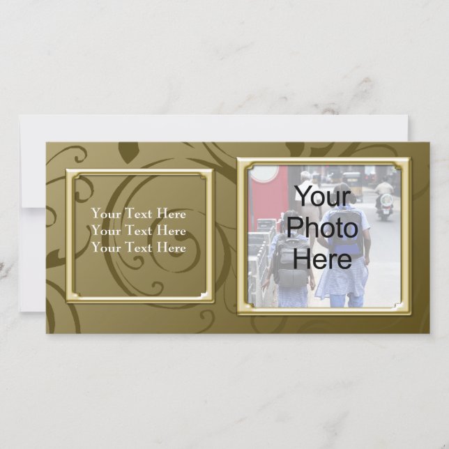 Jegliche Fotokarte mit klassischem Gold Swirl, Fam (Vorderseite)