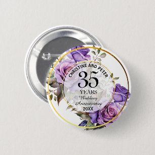 Jegliche Hochzeit (35) Gold Frame Rose Jahrestag Button