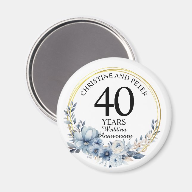 Jegliche Hochzeit (40) Eleganter blauer Flora Jahr Magnet (Vorderseite/Rückseite)