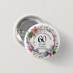 Jegliche Hochzeit (60) Eleganter Blumenjubiläum Button