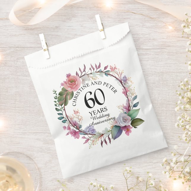 Jegliche Hochzeit (60) Eleganter Blumenjubiläum Geschenktütchen (Ausgeschnitten)