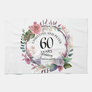 Jegliche Hochzeit (60) Eleganter Blumenjubiläum Geschirrtuch