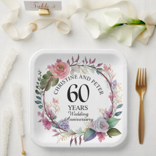 Jegliche Hochzeit (60) Eleganter Blumenjubiläum Pappteller