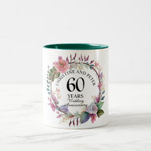 Jegliche Hochzeit (60) Eleganter Blumenjubiläum Zweifarbige Tasse