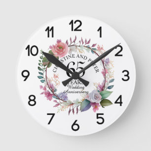 Jegliche Hochzeit (65) Eleganter Blumenjubiläum Runde Wanduhr