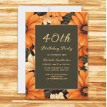 Jegliche orange Blume braun 40. Geburtstag Einladung<br><div class="desc">Party Einladung aus dem 40. Jahrhundert mit orangefarbenen und cremefarbenen Blume auf braunem Hintergrund. Diese Einladungen können für jeden beliebigen Alter angepasst werden. Kontaktieren Sie mich,  um Hilfe bei Ihren Anpassungen zu erhalten oder um zusätzliche Matching oder Koordination von Zazzle Produkten für Ihre Feier zu beantragen.</div>