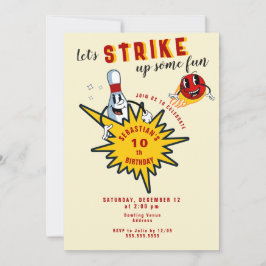 Jegliche Retro Mascot Bowling Geburtstagsparty Einladung