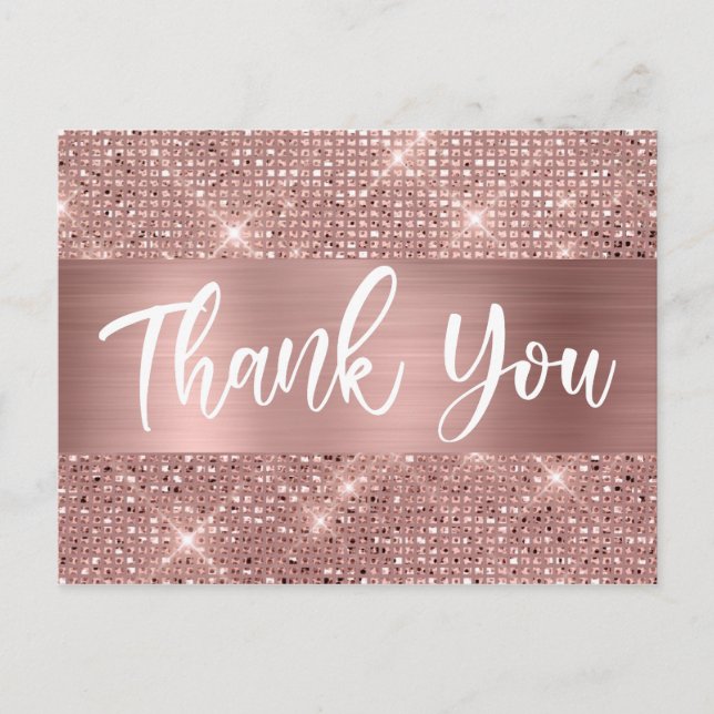 Jegliche Rose Geburtstag Gold Vielen Dank Postkarte (Vorderseite)