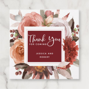 Jegliche Veranstaltung, Burgund und Blush Floral V Geschenkanhänger