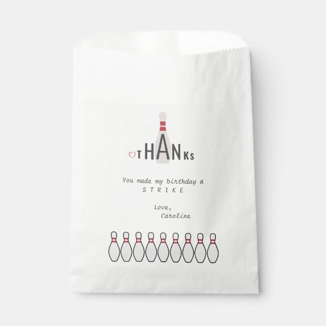Jegliche weiße, moderne, einfache Bowling Geburtst Geschenktütchen (Vorderseite)