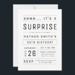 Jegliche zeitliche, einfache Typografie überrascht Einladung<br><div class="desc">Moderne und minimale Typografie Spaß Erwachsene Überraschung Geburtstagseinladung in Schwarz,  Gold und Weiß,  großartig für 21,  30,  40,  50,  60,  70,  80.,  90. oder jedes andere Alter einfache Geburtstagsfeier,  Überraschungs-Party,  oder andere Gelegenheiten! Stellen Sie es mit Ihren eigenen Text- und Party-Informationen ein.</div>