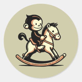 Jeglicher Farbaffe beim Rockpferd Runder Aufkleber