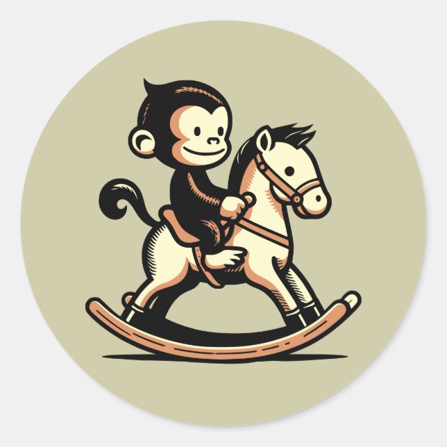 Jeglicher Farbaffe beim Rockpferd Runder Aufkleber (Vorderseite)