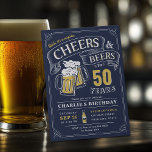 Jeglicher Geburtstag der Marine mit viel Beifall u Einladung<br><div class="desc">Stilvolle Beifall und Biere zu 50 Jahren Typografie-Design in Marineblau,  Gelb und Weiß,  Custom es mit Ihrem eigenen Party-Informationen,  Spaß und einzigartig,  ideal für Überraschung jedes Alter Erwachsenengeburtstag Einladung für Männer,  oder Jubiläum Party Einladungen für jeden Anlass.</div>