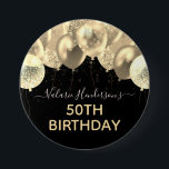 Jeglicher Geburtstag Gold Ballons Button<br><div class="desc">Imitate Glitzer. Stilvolle Goldballon-Vorlage für das Party. Ideal für viele verschiedene Geburtstagsfeiern. Der gesamte Text ist einstellbar.</div>