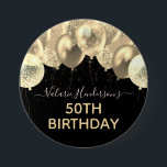 Jeglicher Geburtstag Gold Ballons Button<br><div class="desc">Imitate Glitzer. Stilvolle Goldballon-Vorlage für das Party. Ideal für viele verschiedene Geburtstagsfeiern. Der gesamte Text ist einstellbar.</div>