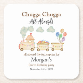 Jeglicher Geburtstag Wasserfarbenfroher Zug Fun Ex Rechteckiger Pappuntersetzer