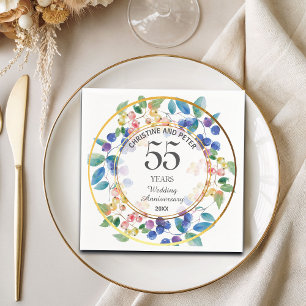 Jeglicher Hochzeitstag (55) Gold Frame Berries Serviette