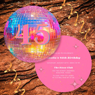 Jeglicher Hot Pink Glitzer Disco Ball Geburtstag Einladung