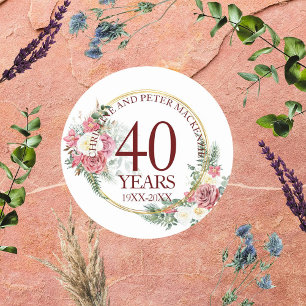 Jeglicher Jahrestag der Hochzeitsblüte bei Rose Runder Aufkleber