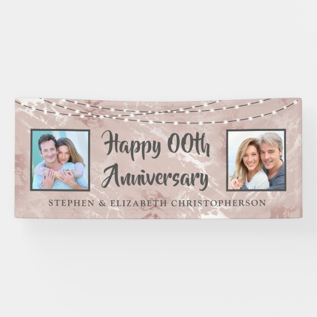 Jeglicher Jubiläum Dann & Jetzt Fotos Rose Gold Ma Banner (Horizontal)