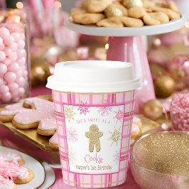 Jeglicher Karierter Pink-Gold-Bonbon als Keks Gebu Pappbecher