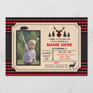 Jeglicher Lumberjack Geburtstag Einladen Karo einl Einladung
