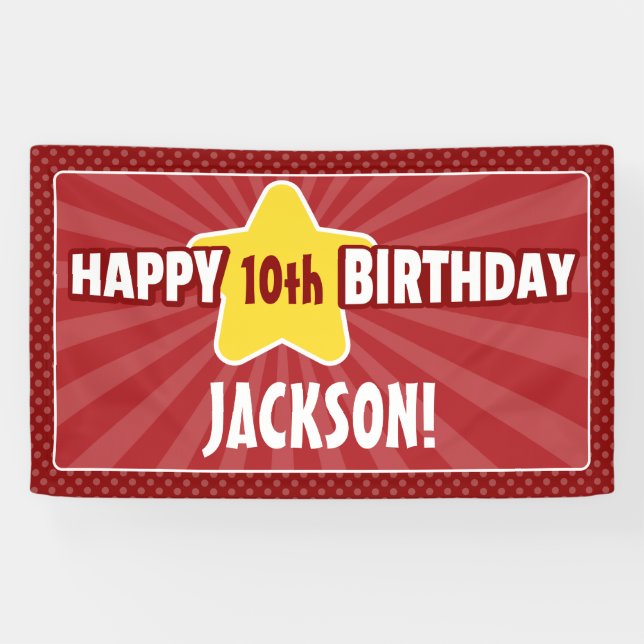 Jeglicher Star Red Birthday Banner (Horizontal)