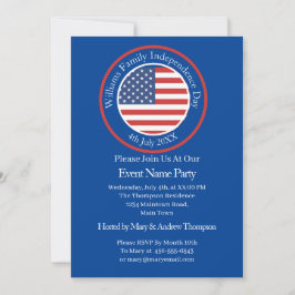 Jeglicher Text USA Flag Independence Day 4. Juli Einladung