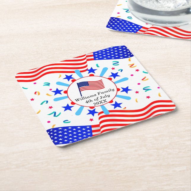 Jeglicher Text USA Flag Independence Day 4. Juli Rechteckiger Pappuntersetzer (angewinkelt)