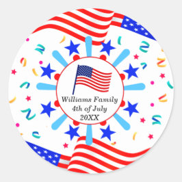 Jeglicher Text USA Flag Independence Day 4. Juli Runder Aufkleber