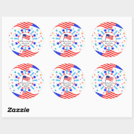Jeglicher Text USA Flag Independence Day 4. Juli Runder Aufkleber